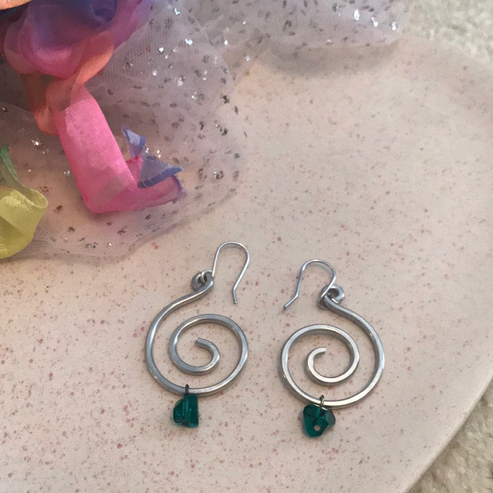 Aluminum Dangle Earrings Aqua.